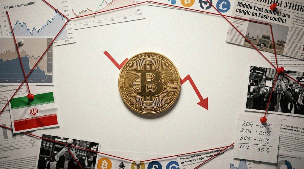 Иллюстрация к материалу: Почему упал биткоин сегодня: курс ниже $75 тыс. из-за Ирана