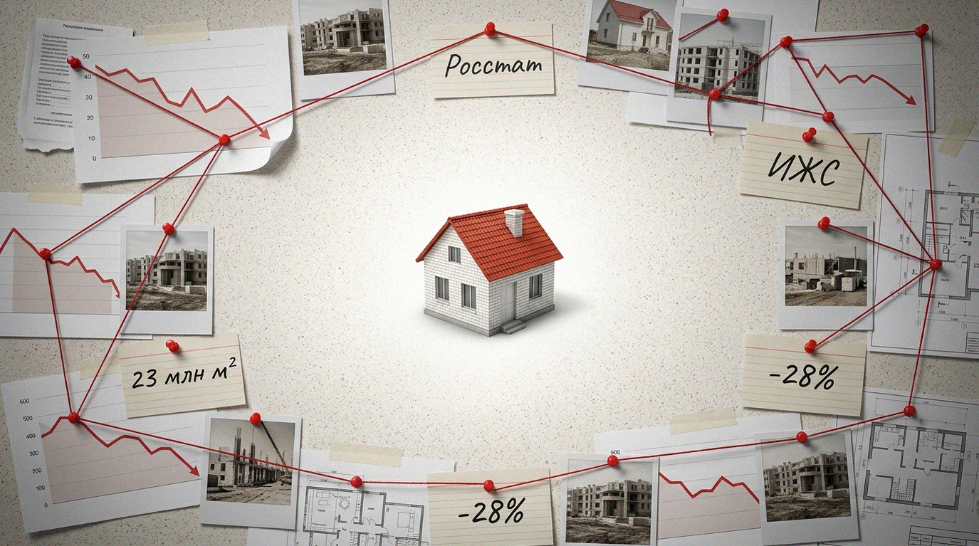 Иллюстрация к материалу: Ввод жилья снизился на 25%: падение темпов строительства ИЖС