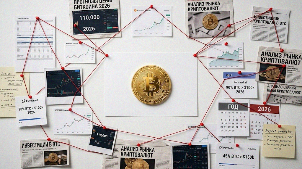 Иллюстрация к материалу: Прогноз курса биткоина на 2026 год: от $126 до $500 тыс. на фоне скепсиса