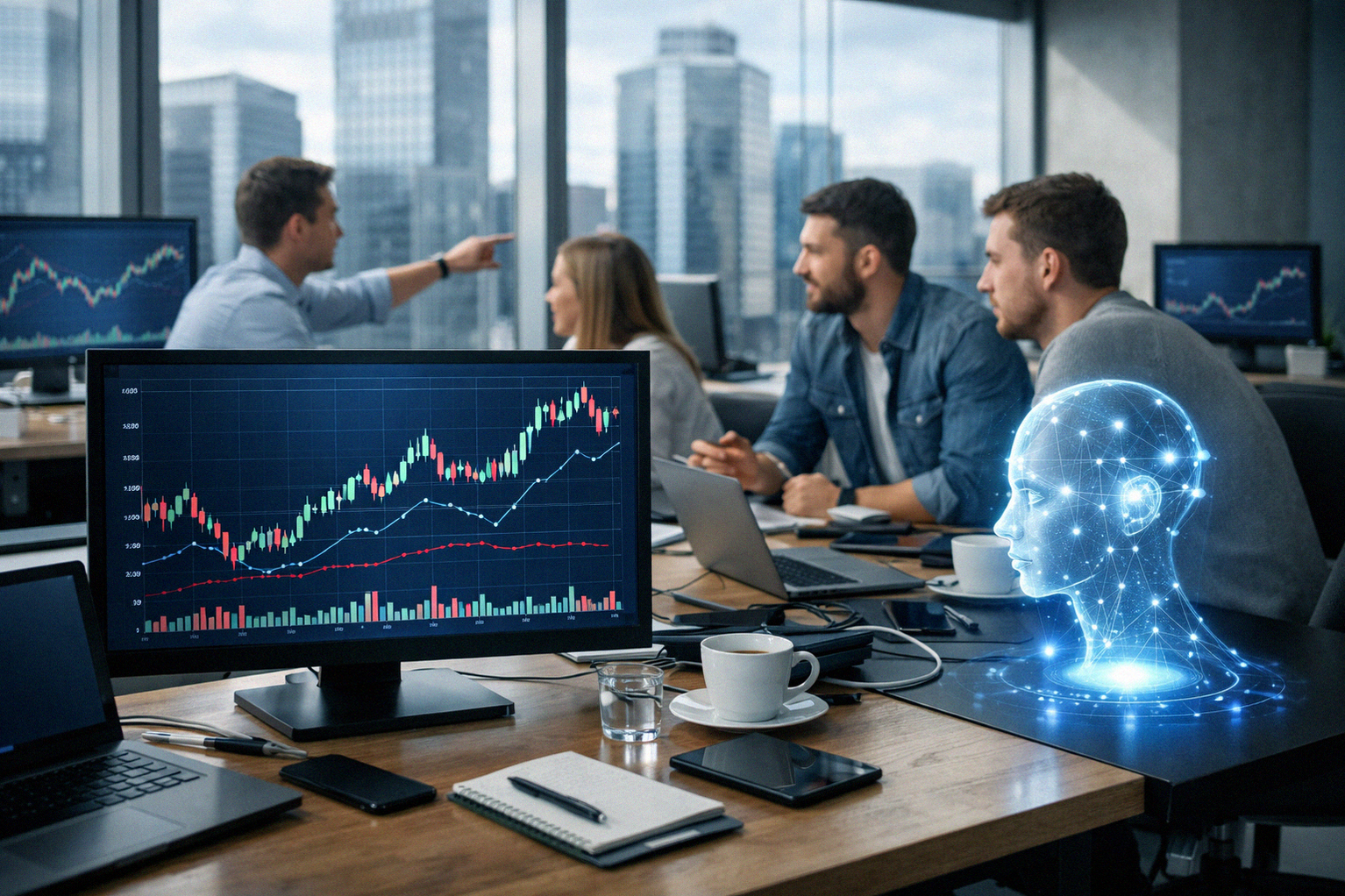 Иллюстрация к материалу: Акции в апреле: что купить по версии ИИ — разбор идей